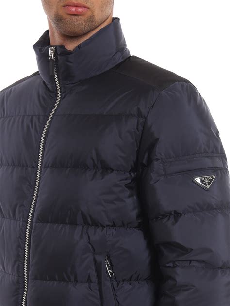 prada navy leather jacket men|prada men's puffer jacket.